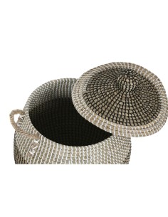 Set de basket Home ESPRIT Blanc Noir Naturel 45 x 45 x 48 cm (2 Pièces) 2