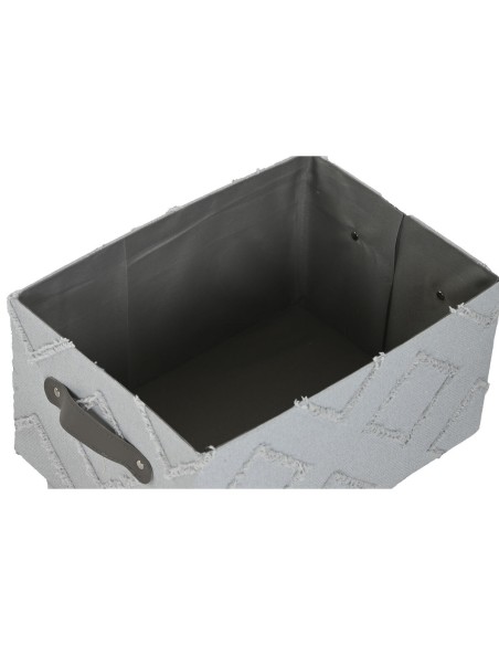 Set de basket Home ESPRIT Gris Crème 35 x 25 x 18 cm (3 Pièces) (2 Unités)