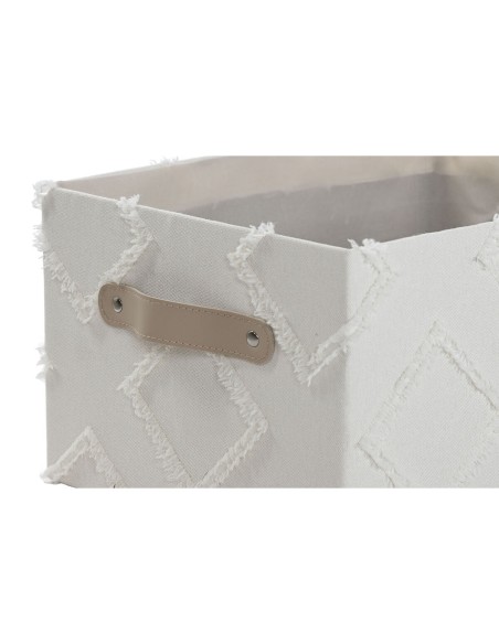 Set de basket Home ESPRIT Gris Crème 35 x 25 x 18 cm (3 Pièces) (2 Unités)