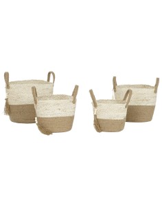 Set de basket Home ESPRIT Naturel Marron Clair Jute Moderne 40 x 40 x 41 cm