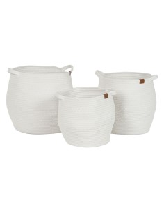 Set de basket Home ESPRIT Blanc Moderne 34 x 34 x 34 cm (3 Pièces)