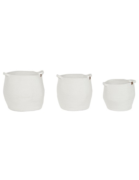 Set de basket Home ESPRIT Blanc Moderne 34 x 34 x 34 cm (3 Pièces)