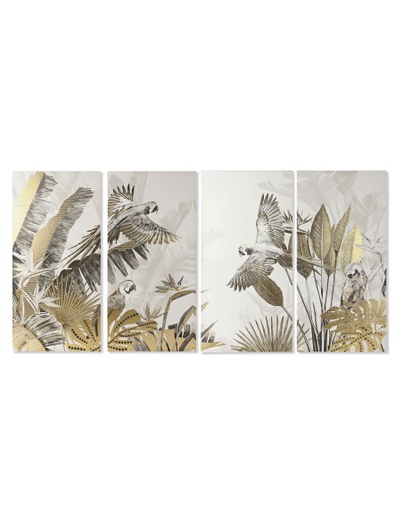 Jeu de 4 tableaux Home ESPRIT Beige Doré Tropical 280 x 3,2 x 140 cm
