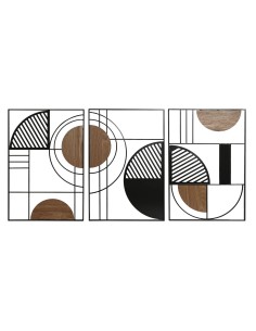Décoration murale Home ESPRIT Noir Naturel Urbaine 40 x 2 x 60 cm (3 Unités)
