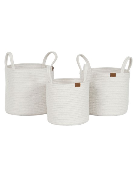 Set de basket Home ESPRIT Blanc Moderne 30 x 30 x 28 cm (3 Pièces)