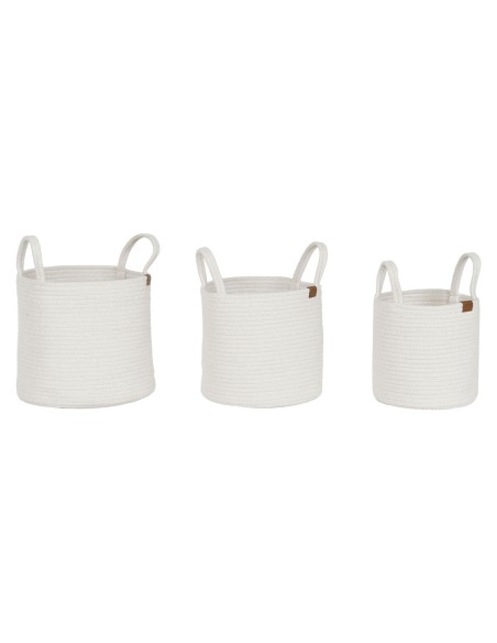 Set de basket Home ESPRIT Blanc Moderne 30 x 30 x 28 cm (3 Pièces)
