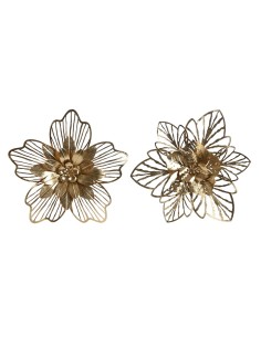 Décoration murale Home ESPRIT Doré Moderne Fleur 51 x 6 x 51 cm (2 Unités)