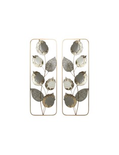 Décoration murale Home ESPRIT Gris Doré Moderne Fleur 31 x 2,5 x 89,5 cm (2 Unités)