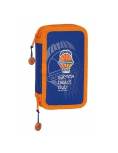 Plumier double Valencia Basket M854 Bleu Orange 12.5 x 19.5 x 4 cm (28 Pièces)