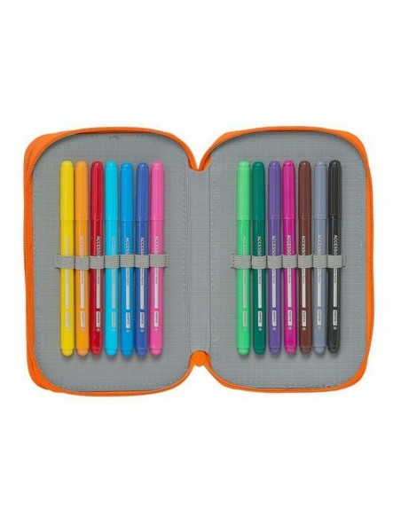 Plumier double Valencia Basket M854 Bleu Orange 12.5 x 19.5 x 4 cm (28 Pièces)