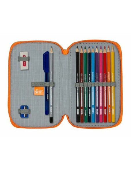 Plumier double Valencia Basket M854 Bleu Orange 12.5 x 19.5 x 4 cm (28 Pièces)
