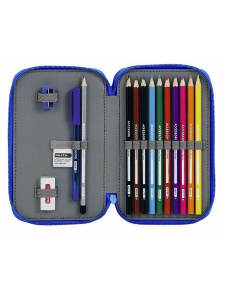 Plumier double Real Zaragoza Bleu 12.5 x 19.5 x 4 cm (28 Pièces)
