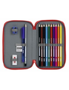 Plumier double Real Sporting de Gijón Rouge 12.5 x 19.5 x 4 cm (28 Pièces) 2
