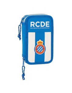 Plumier double RCD Espanyol Bleu Blanc 12.5 x 19.5 x 4 cm (28 Pièces)
