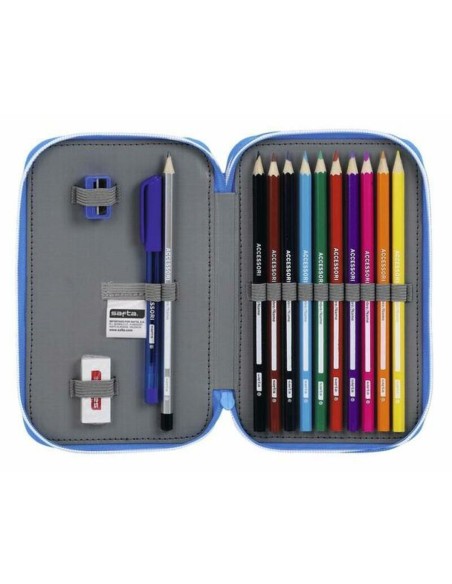 Plumier double RCD Espanyol Bleu Blanc 12.5 x 19.5 x 4 cm (28 Pièces)