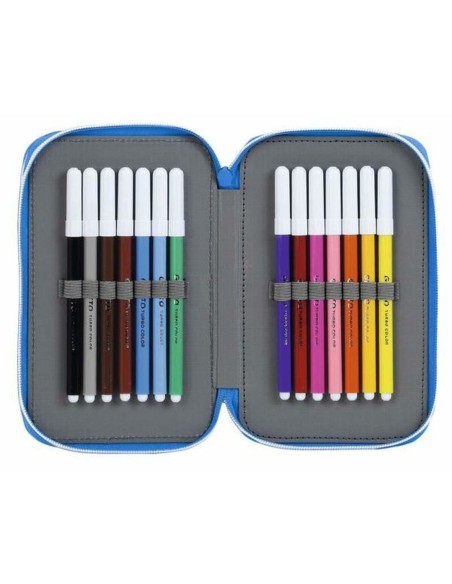 Plumier double RCD Espanyol Bleu Blanc 12.5 x 19.5 x 4 cm (28 Pièces)