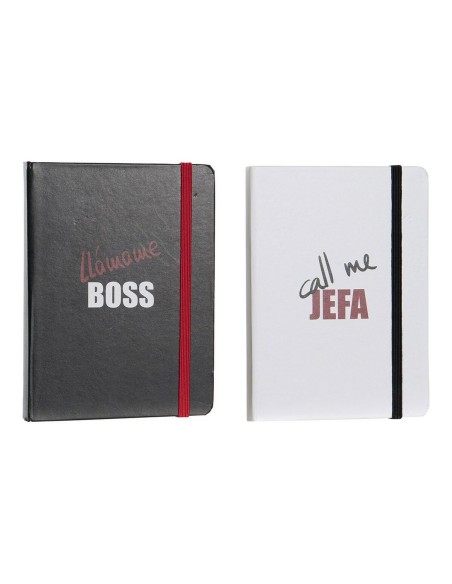 Carnet DKD Home Decor Blanc Noir Rouge (2 pcs) (10.5 x 1.5 x 14.5 cm)