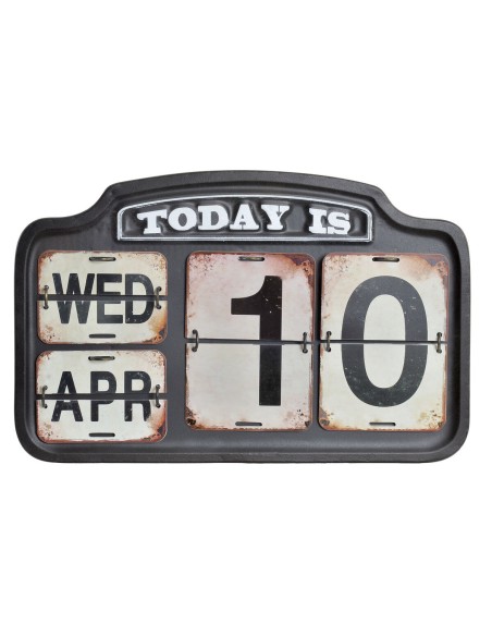 Calendrier DKD Home Decor Métal 42 x 3,5 x 27 cm Noir Blanc
