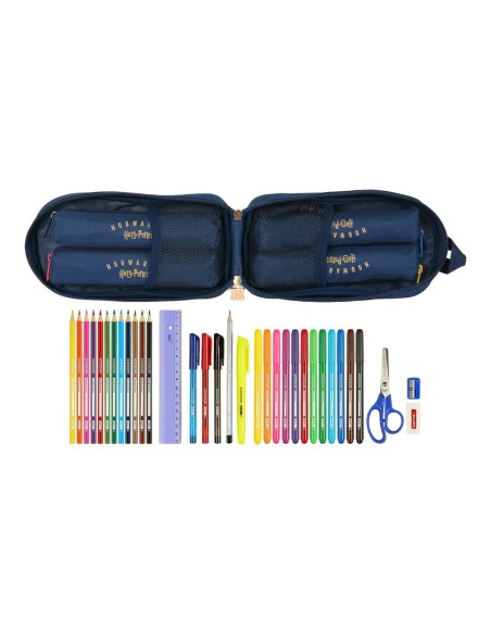 Plumier sac à dos Harry Potter Magical Marron Blue marine (12 x 23 x 5 cm) (33 Pièces)