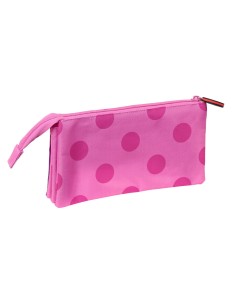 Trousse Fourre-Tout Triple Lady Bug Fuchsia (22 x 12 x 3 cm) 2