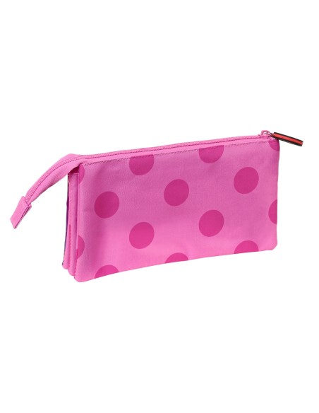 Trousse Fourre-Tout Triple Lady Bug Fuchsia (22 x 12 x 3 cm)