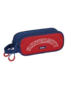 Trousse Fourre-Tout Double Safta University Rouge Blue marine (21 x 8 x 6 cm)