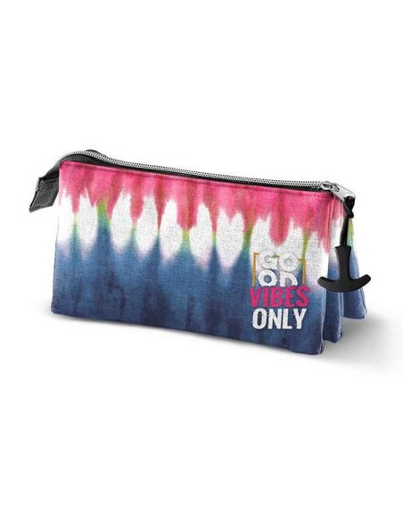 Trousse Fourre-Tout Triple Karactermania Eco Omp! Good Vibes Only Tie Dye Denim (23 x 11 x 10 cm)