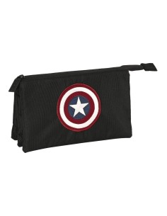 Trousse Fourre-Tout Triple Capitán América Noir (22 x 12 x 3 cm)