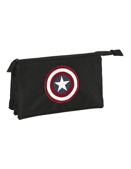 Trousse Fourre-Tout Triple Capitán América Noir (22 x 12 x 3 cm)