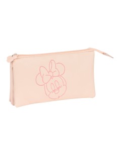 Trousse Fourre-Tout Triple Minnie Mouse Baby Rose (22 x 12 x 3 cm)