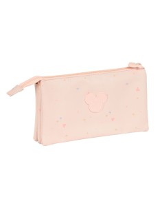 Trousse Fourre-Tout Triple Minnie Mouse Baby Rose (22 x 12 x 3 cm) 2