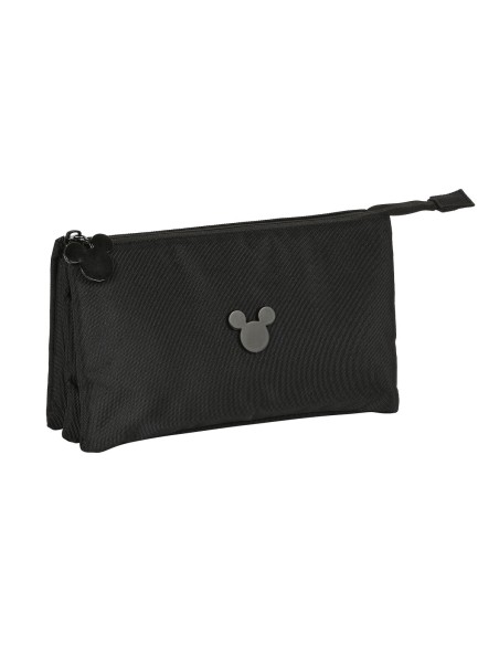 Trousse Fourre-Tout Triple Mickey Mouse Clubhouse Premium Noir 22 x 12 x 3 cm