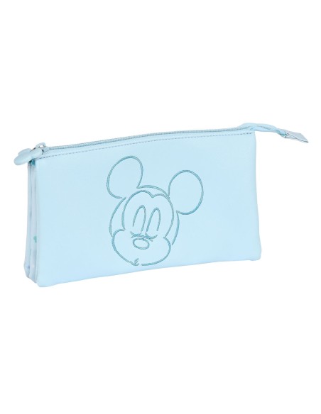 Trousse Fourre-Tout Triple Mickey Mouse Clubhouse Baby Bleu clair (22 x 12 x 3 cm)