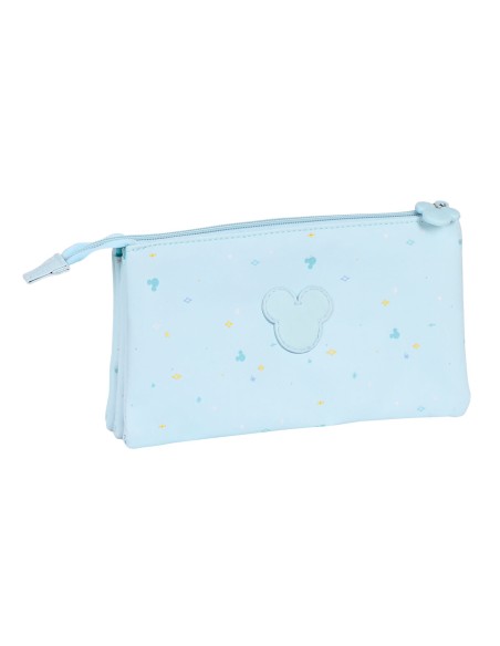 Trousse Fourre-Tout Triple Mickey Mouse Clubhouse Baby Bleu clair (22 x 12 x 3 cm)