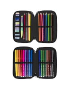 Plumier double Milan Sunset Noir Vert 34 Pièces 19,5 x 13 x 5 cm 2