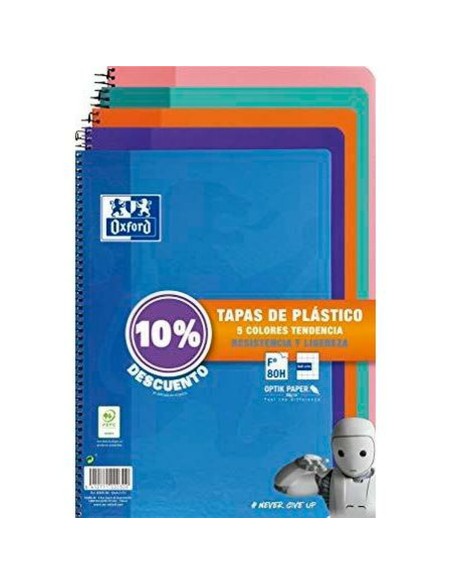 Cahier Oxford Multicouleur Din A4 80 Volets 21,5 x 31,5 cm 5 Pièces