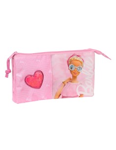 Trousse Fourre-Tout Triple Barbie Girl Rose 22 x 12 x 3 cm