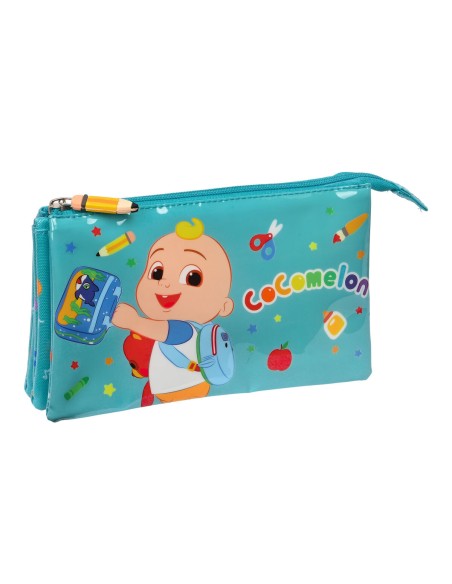 Trousse Fourre-Tout Triple CoComelon Back to class Bleu clair (22 x 12 x 3 cm)
