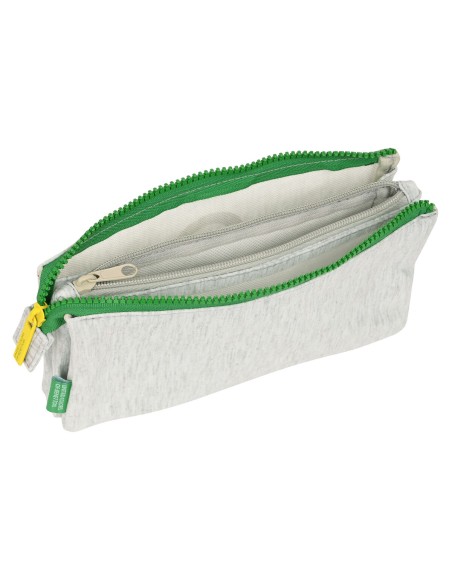 Trousse Fourre-Tout Triple Benetton Pop Gris (22 x 12 x 3 cm)