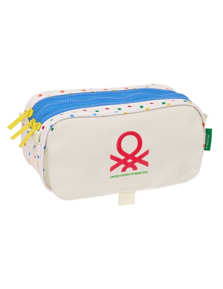 Trousse Fourre-Tout Triple Benetton Topitos Blanc (21,5 x 10 x 8 cm)