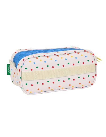 Trousse Fourre-Tout Triple Benetton Topitos Blanc (21,5 x 10 x 8 cm)