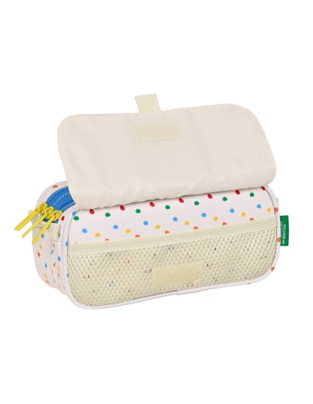 Trousse Fourre-Tout Triple Benetton Topitos Blanc (21,5 x 10 x 8 cm)