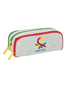 Trousse Fourre-Tout Triple Benetton Pop Gris (21 x 8 x 8 cm)