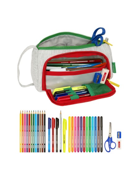Trousse Scolaire avec Accessoires Benetton Pop Gris 20 x 11 x 8.5 cm (32 Pièces)