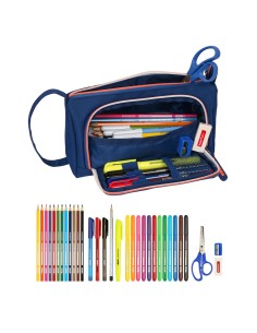 Trousse Scolaire avec Accessoires Kelme Navy blue Orange Blue marine 20 x 11 x 8.5 cm (32 Pièces) 2