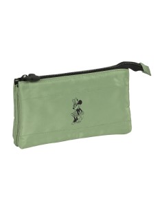 Trousse Fourre-Tout Triple Minnie Mouse Mint shadow Vert militaire (22 x 12 x 3 cm)