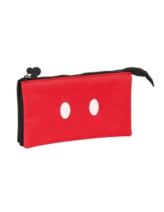 Trousse Fourre-Tout Triple Mickey Mouse Clubhouse Mickey mood Noir Rouge 22 x 12 x 3 cm