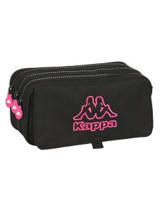 Trousse Fourre-Tout Triple Kappa Black and pink Noir (21,5 x 10 x 8 cm)