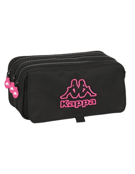 Trousse Fourre-Tout Triple Kappa Black and pink Noir (21,5 x 10 x 8 cm)