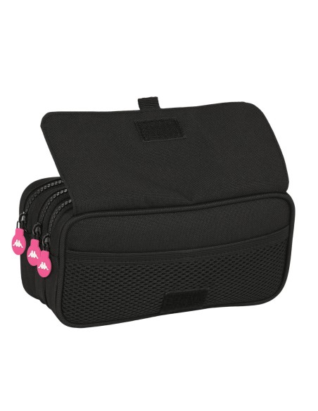 Trousse Fourre-Tout Triple Kappa Black and pink Noir (21,5 x 10 x 8 cm)